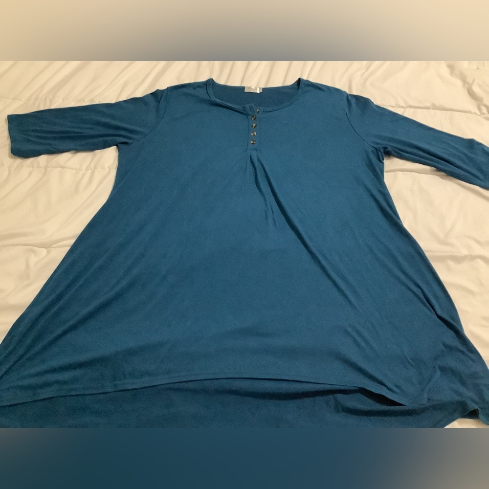 Hi-Lo Tunic Top or Mini Dress 3XL dark blue 3/4 sleeves